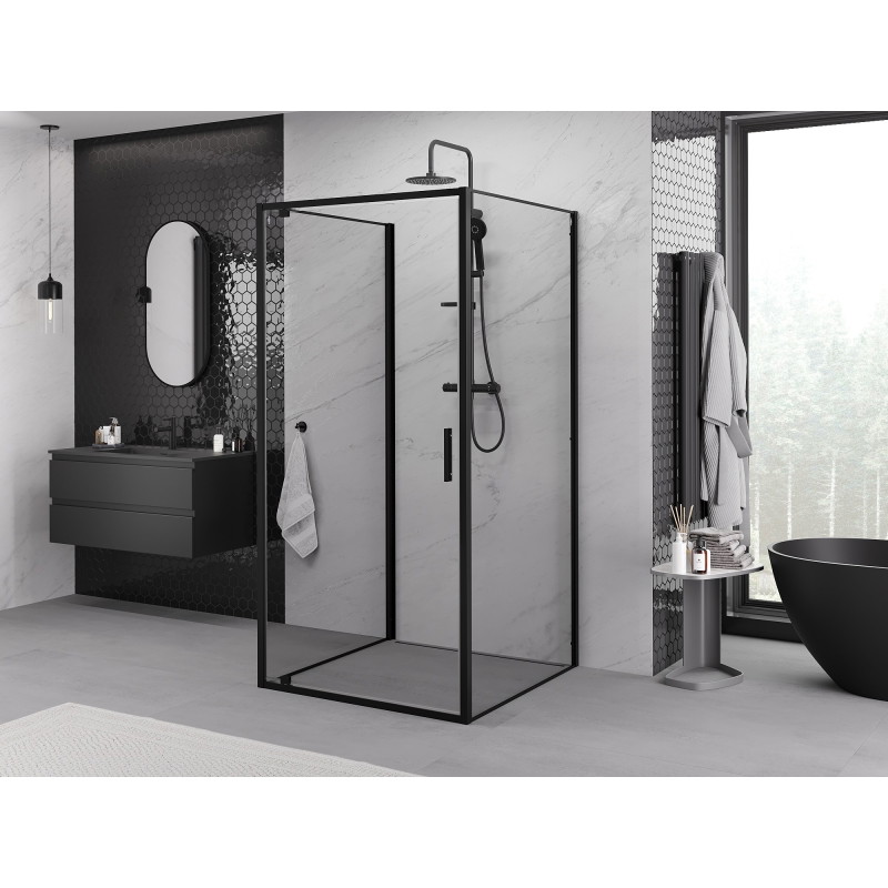 Mexen Exo-BR 3S cabine de douche à 3 parois pivotante 80 x 80 cm, transparent, noir - 8181-080-080-70-00-3S