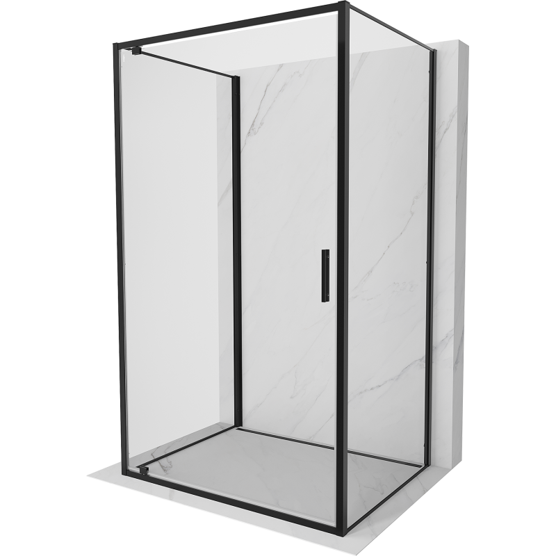 Mexen Exo-3S kabina prysznicowa 3-ścienna uchylna 80 x 90 cm, transparent, czarna - 8181-080-090-70-00-3S