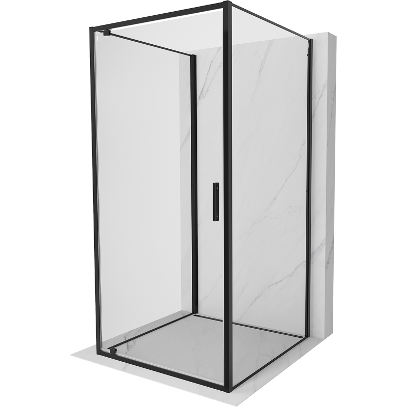 Mexen Exo-3S kabina prysznicowa 3-ścienna uchylna 95 x 95 cm, transparent, czarna - 8181-095-095-70-00-3S