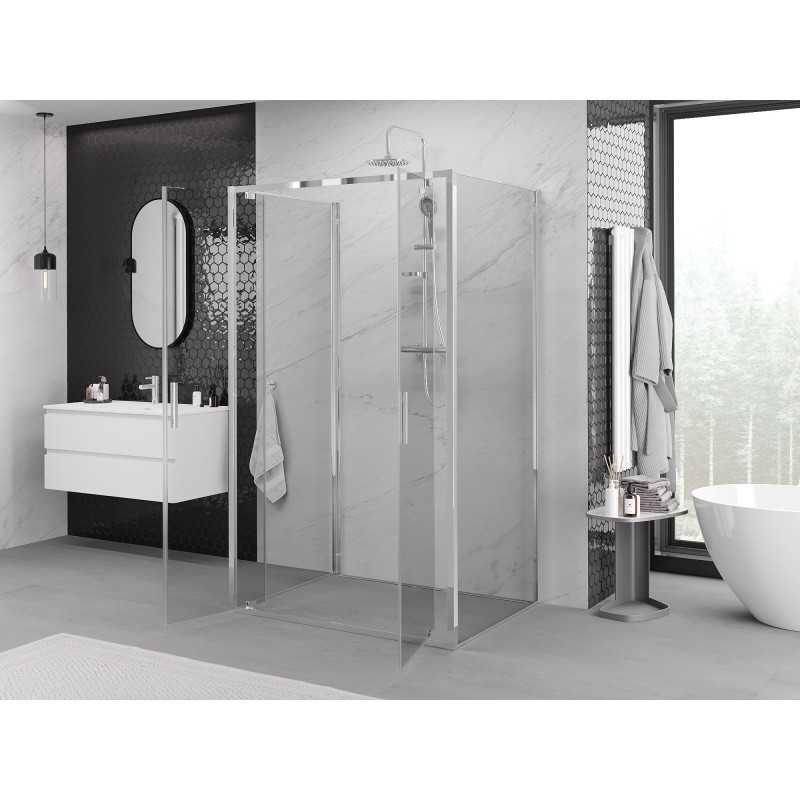 Mexen Exo-3S duša kabīne 3-sienu atverama 80 x 70 cm, caurspīdīga, hroma - 8182-080-070-01-00-3S
