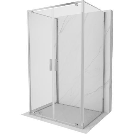 Mexen Exo-3S 3-sienu dušas kabīne ar veramām durvīm 110 x 70 cm, caurspīdīga, hromēta - 8182-110-070-01-00-3S