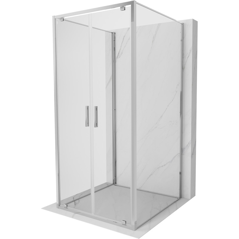 Mexen Exo-BR Duo 3S cabine de duche angular de 3 lados 80 x 80 cm, transparente, cromada - 8182-080-080-01-00-3S