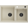Mexen Tomas granieten gootsteen 2-kamer 800 x 500 mm, beige, zwarte sifon - 6516802000-69-B