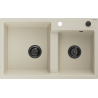 Mexen Tomas lavello in granito 2 vasche 800 x 500 mm, beige, sifone nero - 6516802000-69-B