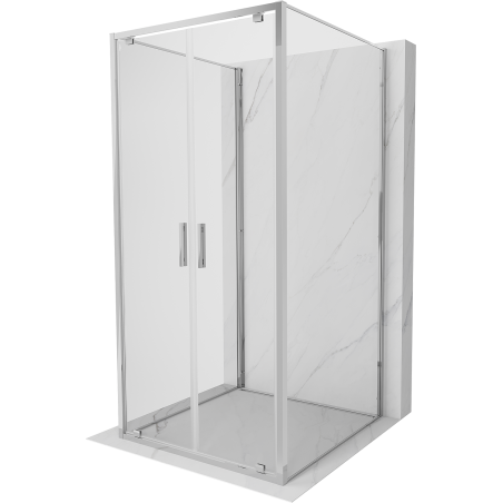 Mexen Exo-BR Duo 3S cabine de douche 3 parois pivotante 90 x 90 cm, transparent, chrome - 8182-090-090-01-00-3S