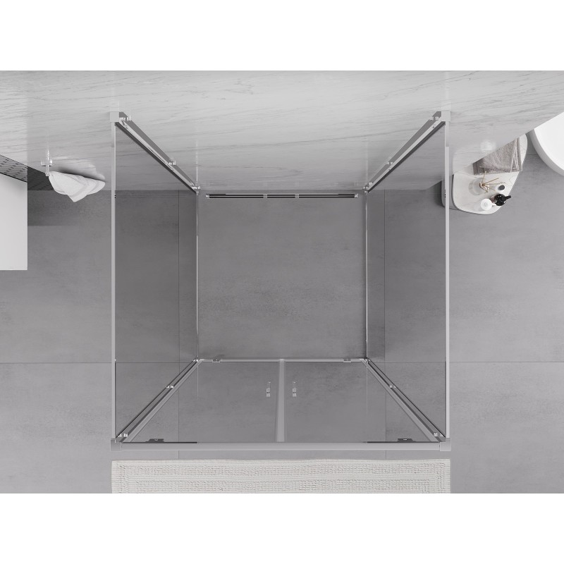 Mexen Exo-3S 3-sienu dušas kabīne ar atveramām durvīm 90 x 90 cm, caurspīdīga, hromēta - 8182-090-090-01-00-3S