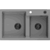Mexen Tomas granite double-bowl sink 800 x 500 mm, gray, black siphon - 6516802000-71-B