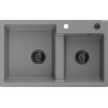Mexen Tomas granitische gootsteen met 2 kamers 800 x 500 mm, grijs, zwart sifon - 6516802000-71-B