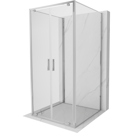 Mexen Exo-BR Duo 3S 3-seitige Duschkabine, schwenkbar, 100 x 100 cm, transparent, Chrom - 8182-100-100-01-00-3S