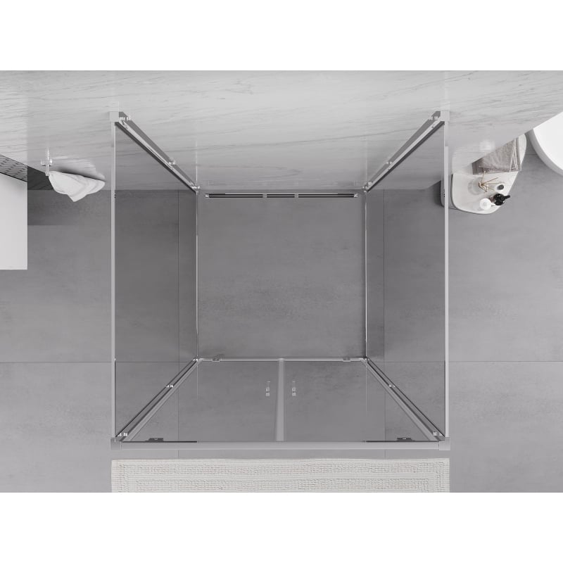 Mexen Exo-BR Duo 3S 3-seitige Duschkabine, schwenkbar, 100 x 100 cm, transparent, Chrom - 8182-100-100-01-00-3S