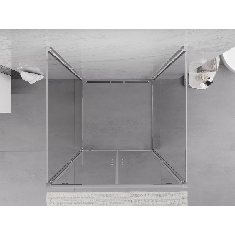 Mexen Exo-BR Duo 3S cabina doccia a 3 lati, battente 100 x 100 cm, trasparente, cromo - 8182-100-100-01-00-3S