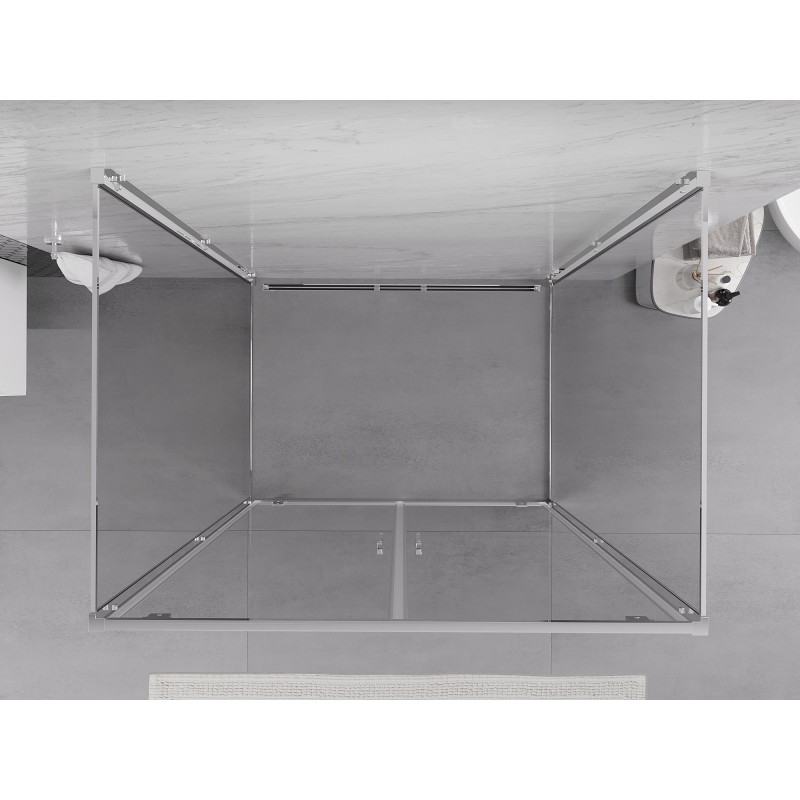 Mexen Exo-BR Duo 3S velika 3-stenska preklopna tuš kabina 80 x 120 cm, prozorna, kromirana - 8182-080-120-01-00-3S
