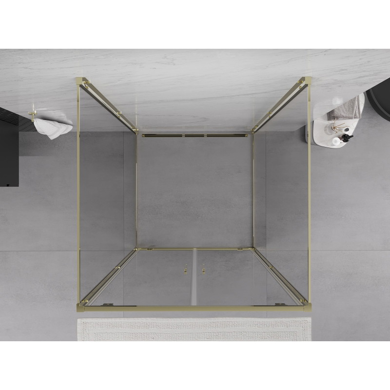 Mexen Exo-BR Duo 3S Cabina doccia a 3 lati con porta battente 70 x 70 cm, trasparente, oro - 8182-070-070-50-00-3S