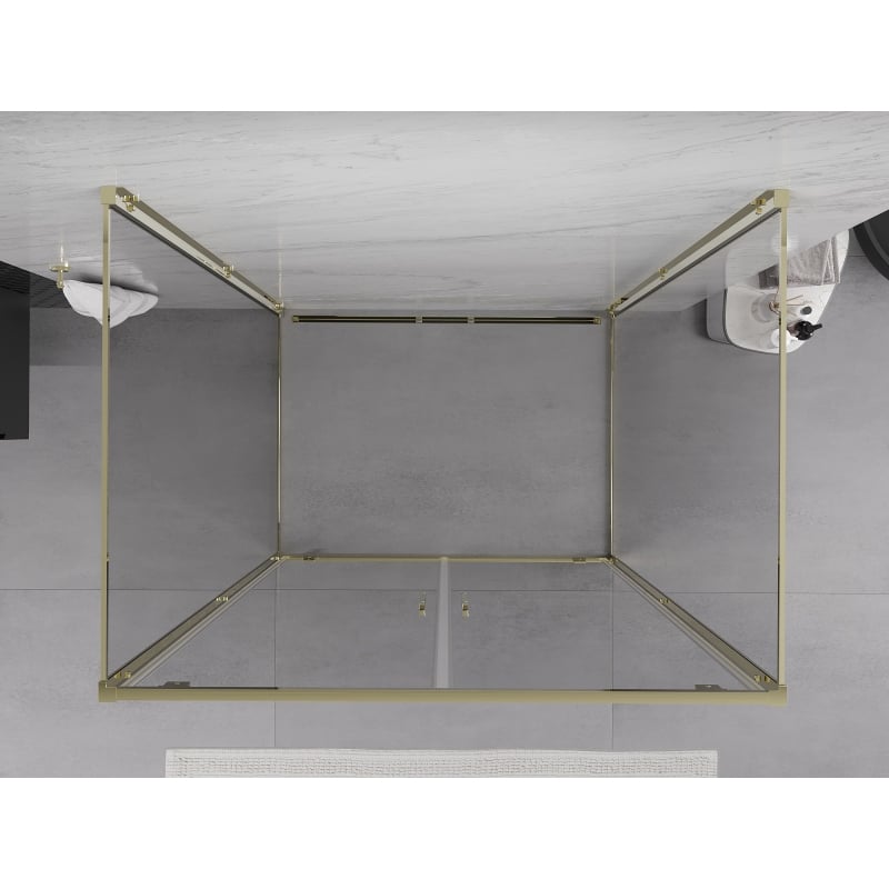 Mexen Exo-BR Duo 3S cabina doccia 3 pareti apribile 80 x 70 cm, trasparente, oro - 8182-080-070-50-00-3S