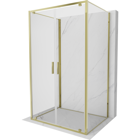 Mexen Exo-BR Duo 3S cabine de douche 3 parois à charnière 70 x 75 cm, transparent, or - 8182-070-075-50-00-3S