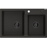 Mexen Tomas fregadero de granito de 2 compartimentos 800 x 500 mm, negro/oro metálico, sifón negro - 6516802000-75-B