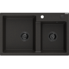 Mexen Tomas granite sink 2-chamber 800 x 500 mm, black/gold metallic, black siphon - 6516802000-75-B