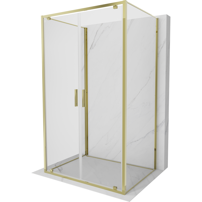 Mexen Exo-3S 3-sienu dušas kabīne 100 x 75 cm, caurspīdīga, zelta - 8182-100-075-50-00-3S
