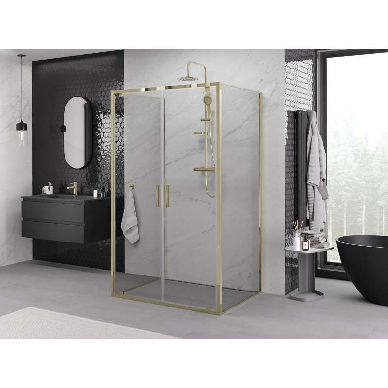 Mexen Exo-BR Duo 3S cabina doccia a 3 lati apribile 70 x 80 cm, trasparente, dorata - 8182-070-080-50-00-3S