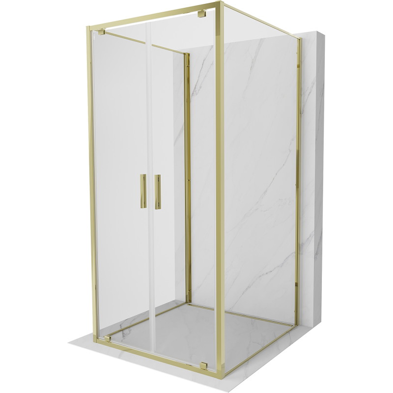Mexen Exo-BR Duo 3S kabina prysznicowa 3-ścienna uchylna 80 x 80 cm, transparent, złota - 8182-080-080-50-00-3S