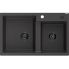 Mexen Tomas lava-loiça de granito de 2 cubas 800 x 500 mm, preto com salpicos, sifão preto - 6516802000-76-B