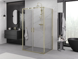 Mexen Exo-BR Duo 3S 3-zijdige douchecabine 110 x 85 cm, transparant, goudkleurig - 8182-110-085-50-00-3S