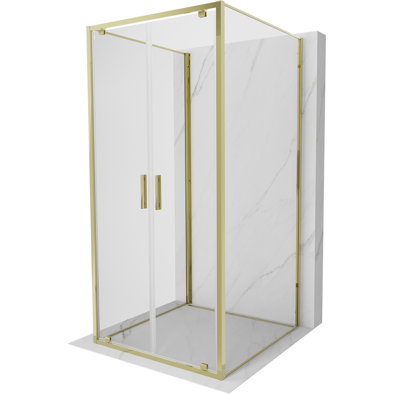 Mexen Exo-3S kabina prysznicowa 3-ścienna uchylna 90 x 90 cm, transparent, złota - 8182-090-090-50-00-3S