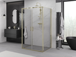 Mexen Exo-3S dušas kabīne 3-sienu verama 100 x 90 cm, caurspīdīga, zelta - 8182-100-090-50-00-3S