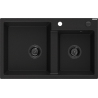 Mexen Tomas Granitdiskho med 2 fack, 800 x 500 mm, svart, svart vattenlås - 6516802000-77-B