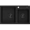 Mexen Tomas Granitspüle 2-Kammer 800 x 500 mm, schwarz, schwarzer Siphon - 6516802000-77-B