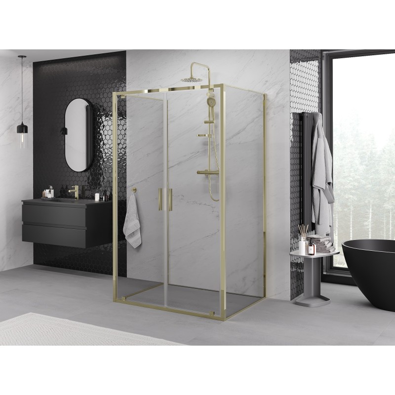 Mexen Exo-3S kabina prysznicowa 3-ścienna uchylna 120 x 95 cm, transparent, złota - 8182-120-095-50-00-3S
