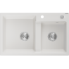 Mexen Tomas granite sink 2-bowl 800 x 500 mm, white, chrome siphon - 6516802000-20