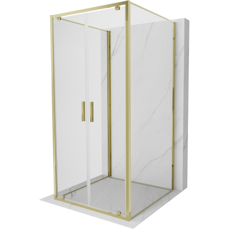 Mexen Exo-BR Duo 3S kabina prysznicowa 3-ścienna uchylna 110 x 110 cm, transparent, złota - 8182-110-110-50-00-3S