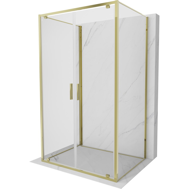 Mexen Exo-BR Duo 3S cabina de ducha abatible de 3 paredes 120 x 110 cm, transparente, dorada - 8182-120-110-50-00-3S