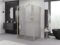 Mexen Exo-BR Duo 3S cabina doccia 3 lati a battente 120 x 110 cm, trasparente, oro - 8182-120-110-50-00-3S