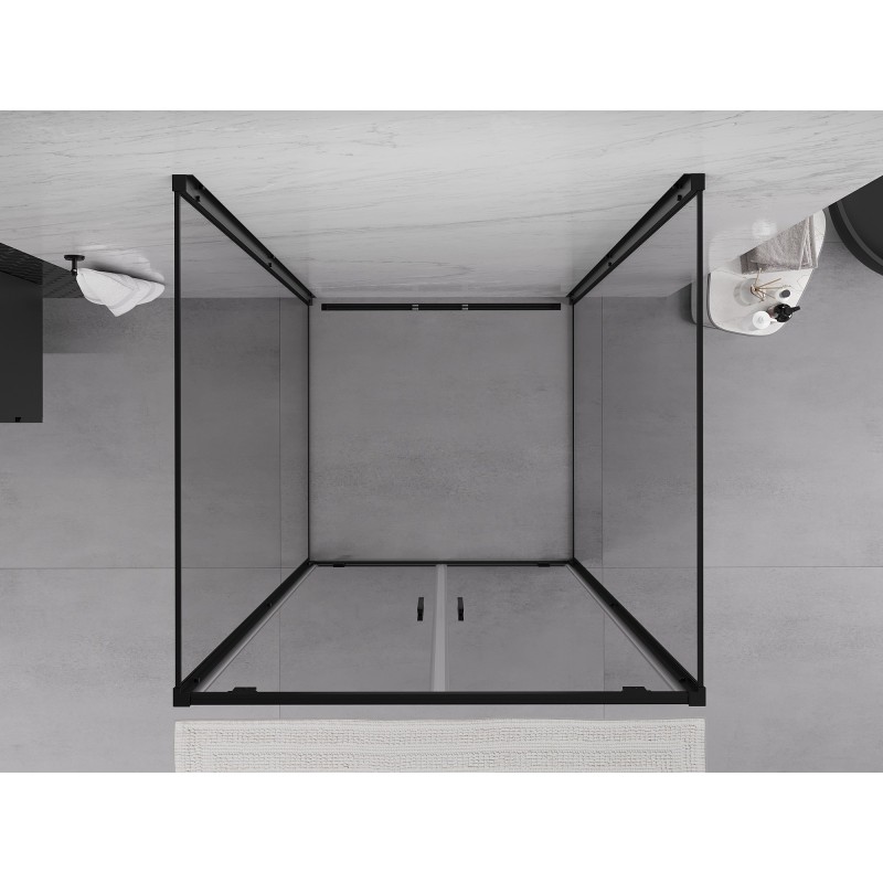 Mexen Exo-3S 90 x 90 cm 3-sienu veramā dušas kabīne, caurspīdīga, melna - 8182-090-090-70-00-3S