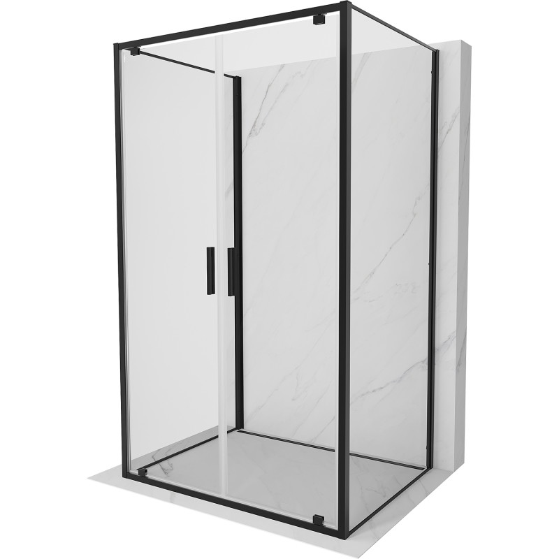 Mexen Exo-3S 3-väggars duschkabin med gångjärnsdörr, 100 x 75 cm, transparent, svart - 8182-100-075-70-00-3S