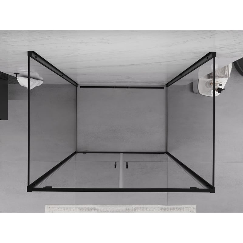 Mexen Exo-3S 3-väggars duschkabin med gångjärnsdörr, 100 x 75 cm, transparent, svart - 8182-100-075-70-00-3S