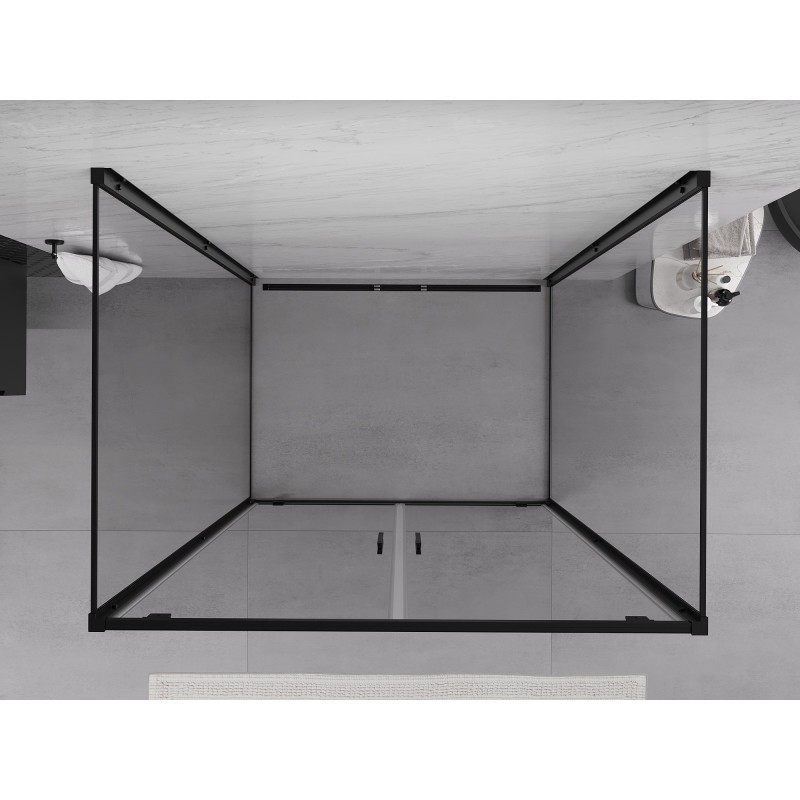 Mexen Exo-3S 3-sienas veramā dušas kabīne 90 x 100 cm, caurspīdīga, melna - 8182-090-100-70-00-3S