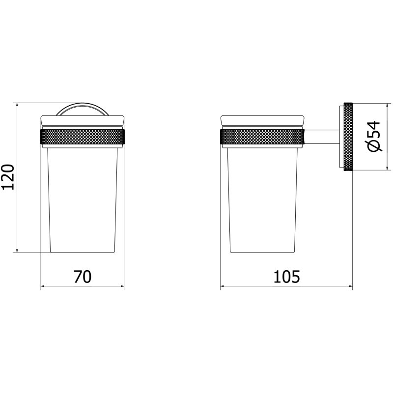 Mexen Gravo kubek na szczoteczki, nikiel szczotkowany - 70A93051-97
