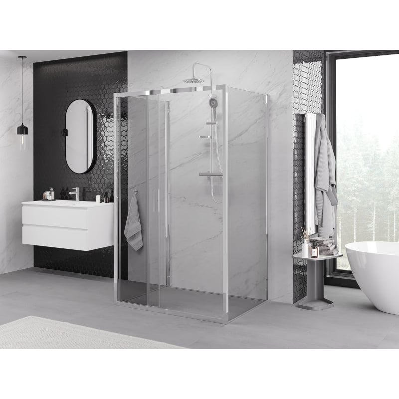 Mexen Exo-3S 3S cabina doccia 3 pareti scorrevole 100 x 75 cm, trasparente, cromo - 8153-100-075-01-00-3S
