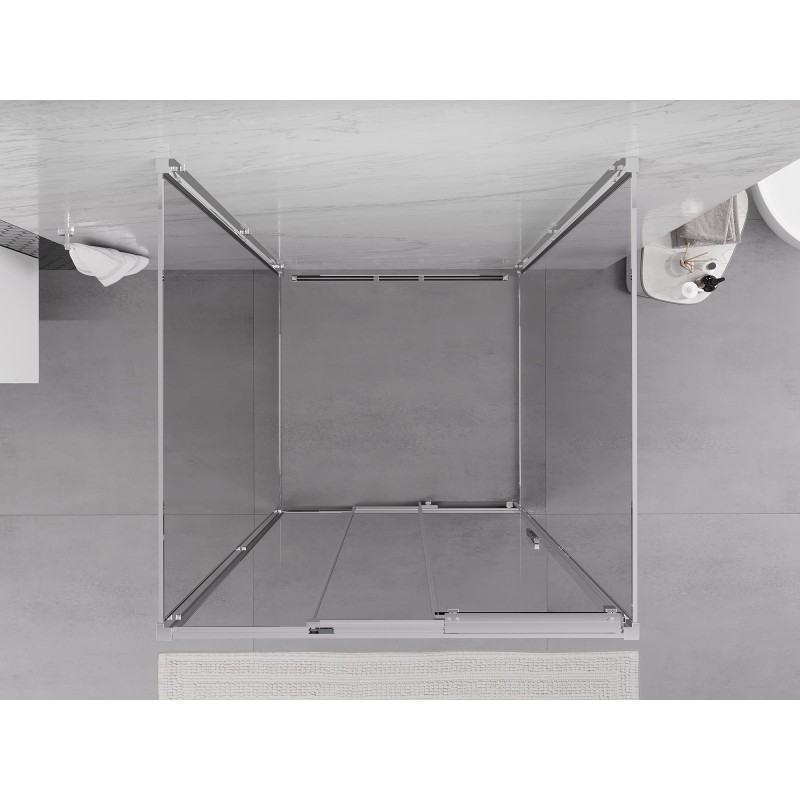 Mexen Exo-3S 3-sienu bīdāma dušas kabīne 80 x 80 cm, caurspīdīga, hroma - 8153-080-080-01-00-3S