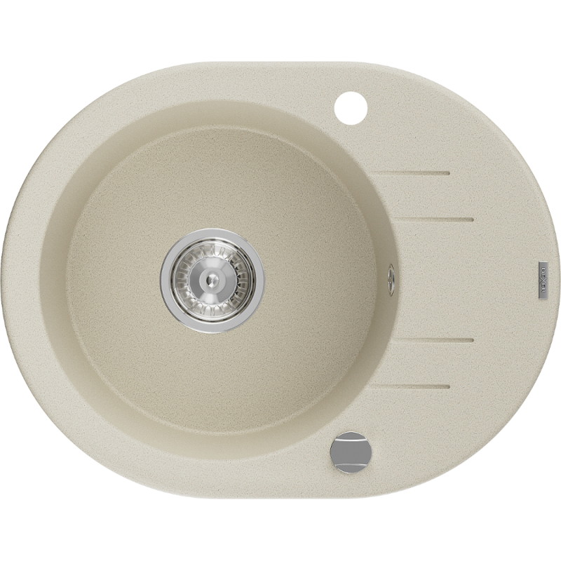 Mexen Kevin keukenaanrecht graniet 1-compartiment met afdruiprek 586 x 458 mm, beige, chrom sifon - 6517581005-69