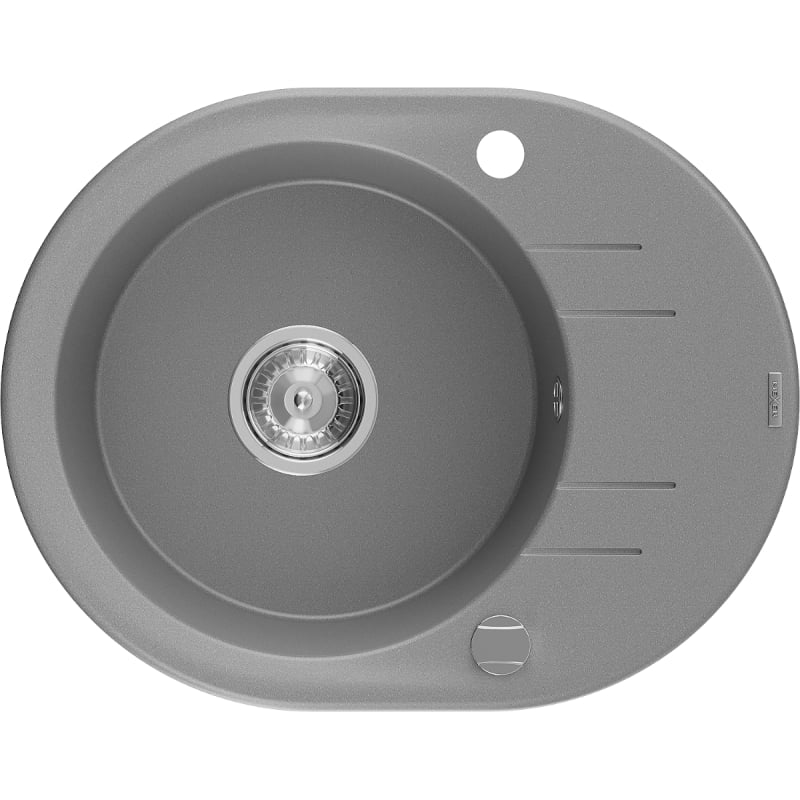 Mexen Kevin graniitvalamu ühe kambriga kuivatusalusega 586 x 458 mm, hall, sifoon kroom - 6517581005-71