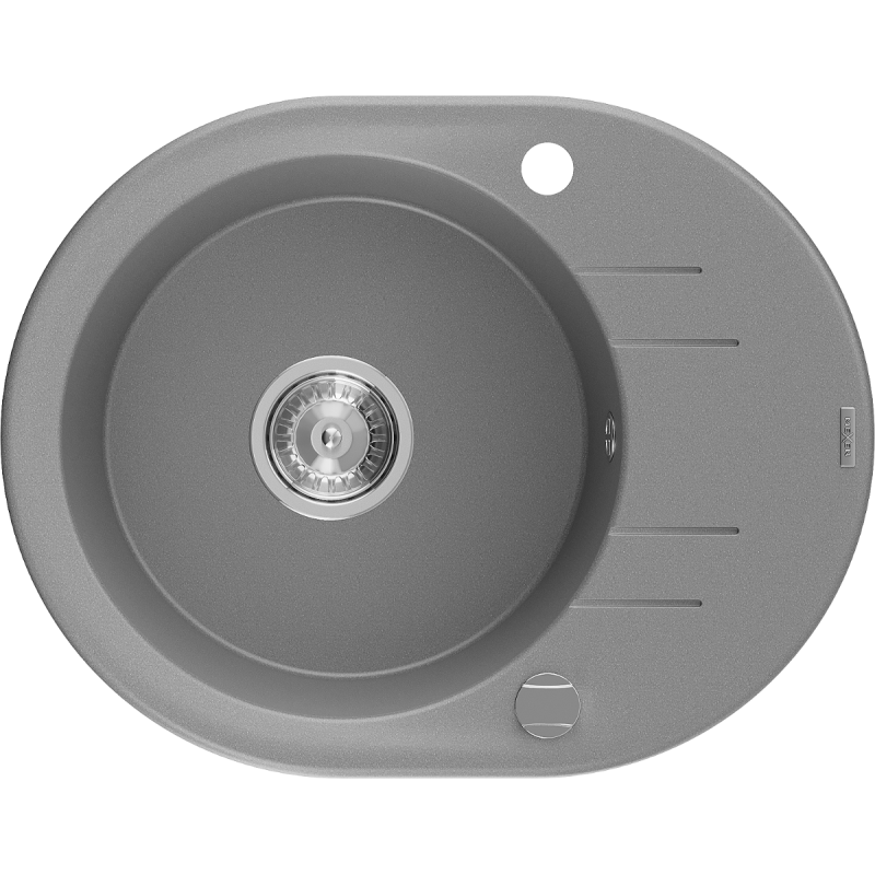 Mexen Kevin lavello in granito 1 vasca con sgocciolatoio 586 x 458 mm, grigio, sifone cromato - 6517581005-71