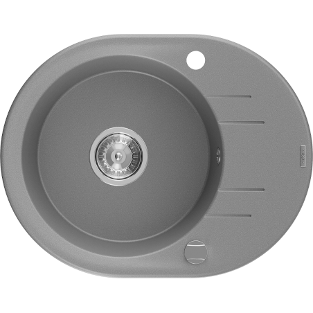Mexen Kevin fregadero de granito de 1 seno con escurridor 586 x 458 mm, gris, sifón cromado - 6517581005-71