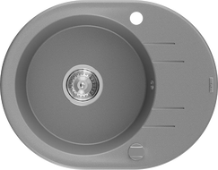 Mexen Kevin lavello in granito 1 vasca con sgocciolatoio 586 x 458 mm, grigio, sifone cromato - 6517581005-71