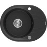 Mexen Kevin fregadero de granito de 1 seno con escurridor de 586 x 458 mm, negro/plata metálico, sifón cromado - 6517581005-73