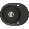 Mexen Kevin granīta izlietne ar vienu nodalījumu un notekas daļu 586 x 458 mm, melna/zeltaini metāliska, hroma sifons