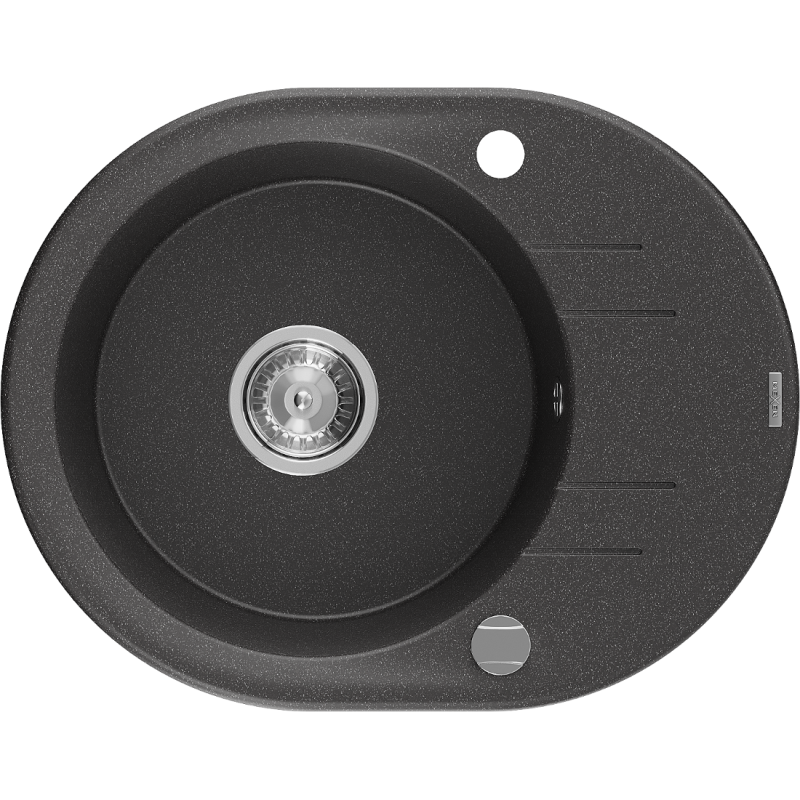 Mexen Kevin graniittinen 1-allasinen keittiöallas kuivaustasolla 586 x 458 mm, musta pilkullinen, kromisifoni - 6517581005-76